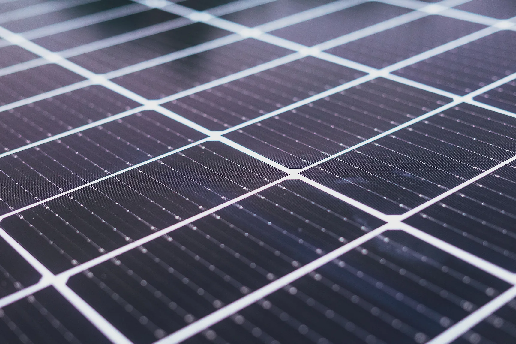 Close-up of solar panel cells in sunlight